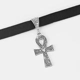Egypt Ankh Cross Charm Choker Necklace Wiccan Pagan Gothic Jewelry