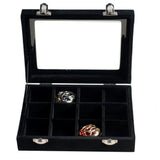 12 Grid Velvet Glass Jewelry Ring Display Organiser Box Tray Holder