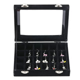 24 Slot Velvet Glass Jewelry Box Organizer Rings Earrings Tray Display Case