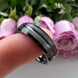 8mm 6mm Tungsten Wedding Rings Grooved Beveled Matte Brushed Finish