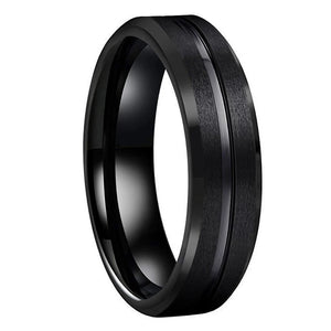 8mm 6mm Tungsten Wedding Rings Grooved Beveled Matte Brushed Finish
