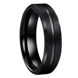 8mm 6mm Tungsten Wedding Rings Grooved Beveled Matte Brushed Finish