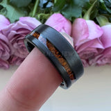 8mm Tungsten Carbide Wood Inlay Engagement Band