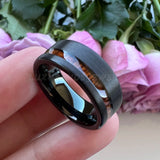 8mm Tungsten Carbide Wood Inlay Engagement Band