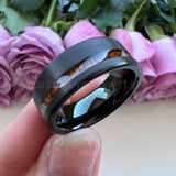 8mm Tungsten Carbide Wood Inlay Engagement Band