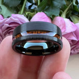8mm Tungsten Carbide Wood Inlay Engagement Band