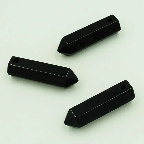 Agate Point Pendant Hexagon Pillar Perforated 35*10mm