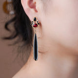 Red Crystal Agate Drop Earrings for Women