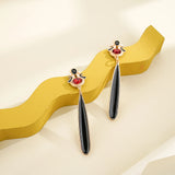 Red Crystal Agate Drop Earrings for Women