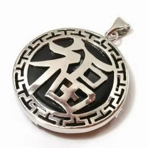 Agate Plated Fortune Word Luck Pendant Necklace