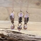 Skull Ox Head Shape Pendant Necklace Antique Bronze Gemstone Jewelry