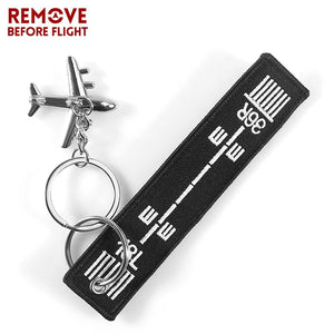 Embroidered Airway Key Chain with Metal Plane