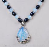 Akoya Cultured Pearl/Sri Lanka Moonstone Pendant Necklace 18 inch