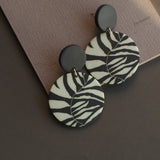 Floral Leaf Pattern Chandelier Polymer Clay Earrings Set