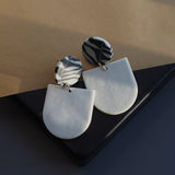Floral Leaf Pattern Chandelier Polymer Clay Earrings Set