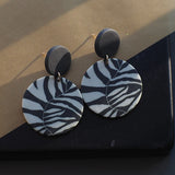 Floral Leaf Pattern Chandelier Polymer Clay Earrings Set