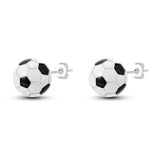 Football Soccer Ball Silver Stud Earrings for Women Girls