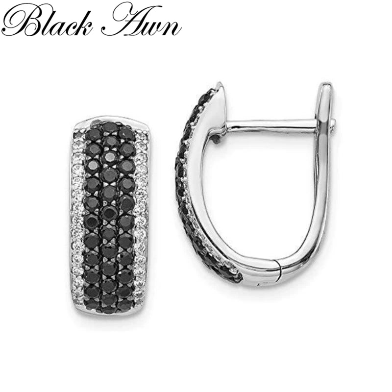 Classic Silver Spinel Engagement Hoop Earrings for Women