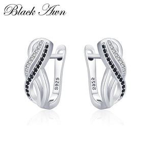 Silver Spinel Engagement Hoop Earrings for Women