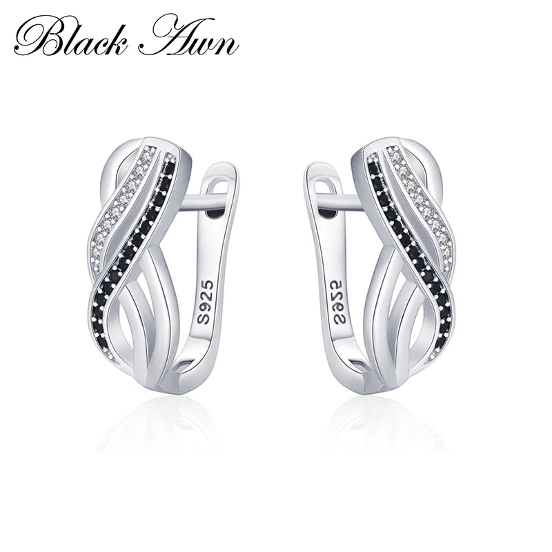 Silver Spinel Engagement Hoop Earrings for Women