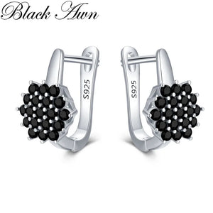 Silver Spinel Awn Hoop Earrings for Women I230