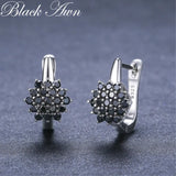 Silver Spinel Awn Hoop Earrings for Women I230
