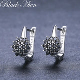 Silver Spinel Awn Hoop Earrings for Women I230