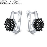 Silver Spinel Awn Hoop Earrings for Women I230