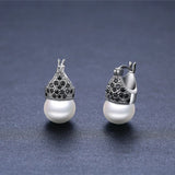 Awn Round Pearl Hoop Earrings Silver Spinel Engagement Jewelry
