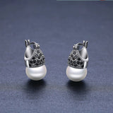 Awn Round Pearl Hoop Earrings Silver Spinel Engagement Jewelry