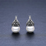 Awn Round Pearl Hoop Earrings Silver Spinel Engagement Jewelry