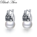 Awn Round Pearl Hoop Earrings Silver Spinel Engagement Jewelry
