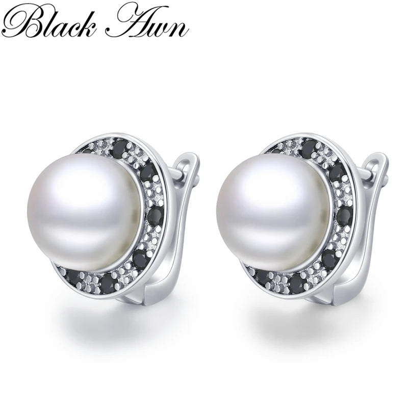 Classic Silver Spinel Hoop Earrings for Women I223