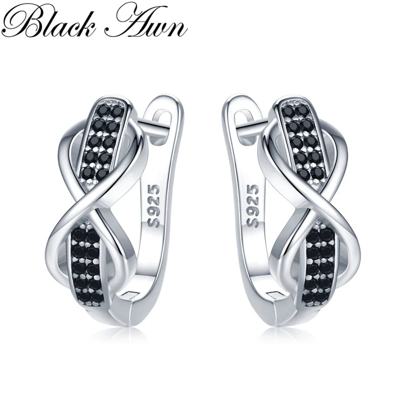 Awn Silver Spinel Engagement Bow Earrings I157