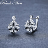 Silver Spinel Flower Hoop Earrings for Women
