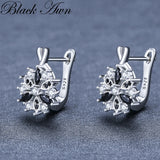 Silver Spinel Flower Hoop Earrings for Women