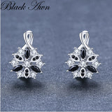 Silver Spinel Flower Hoop Earrings for Women
