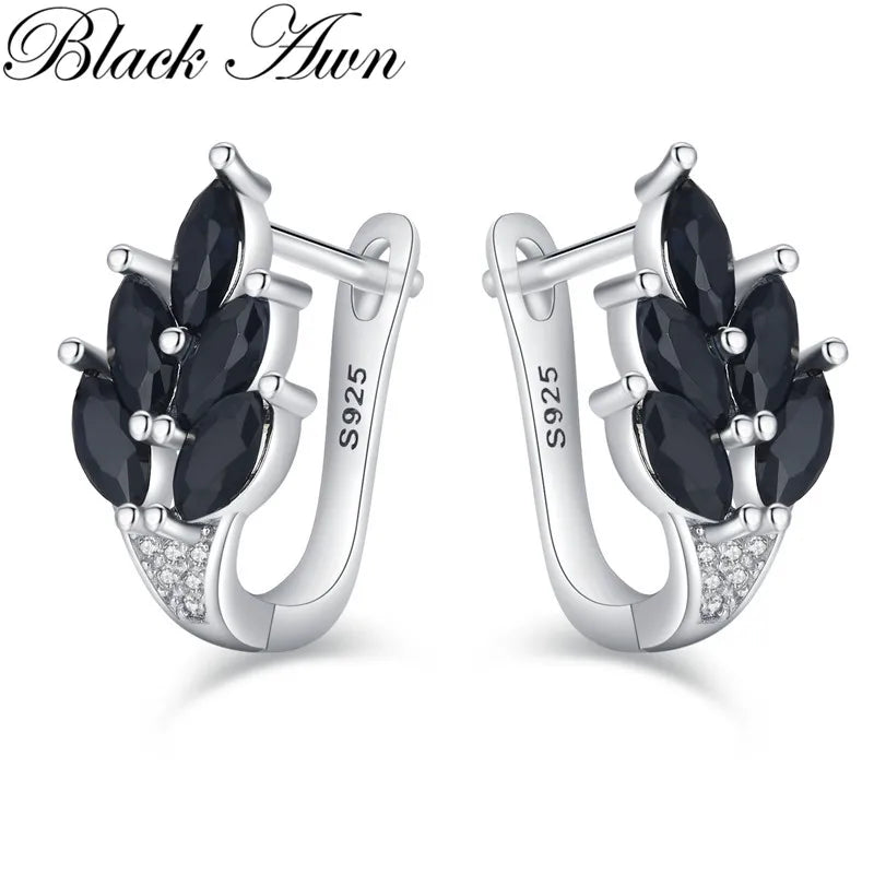 Awn Hoop Earrings for Women Silver Spinel Engagement I232