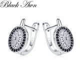 Classic Silver Oval Spinel Engagement Hoop Earrings for Women
