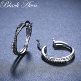 Awn Classic Silver Round Spinel Engagement Hoop Earrings