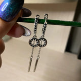 Classic Silver Spinel Awn Hoop Earrings for Women I214
