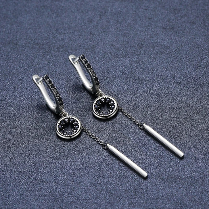 Classic Silver Spinel Awn Hoop Earrings for Women I214