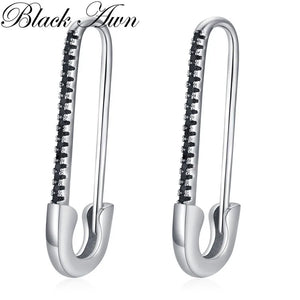 Silver Spinel Awn Hoop Earrings for Women