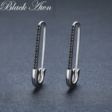 Silver Spinel Awn Hoop Earrings for Women