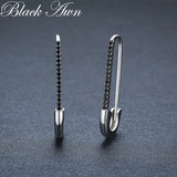 Silver Spinel Awn Hoop Earrings for Women