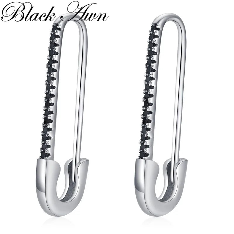 Silver Spinel Awn Hoop Earrings for Women