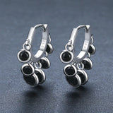 Classic Silver Spinel Awn Hoop Earrings for Women