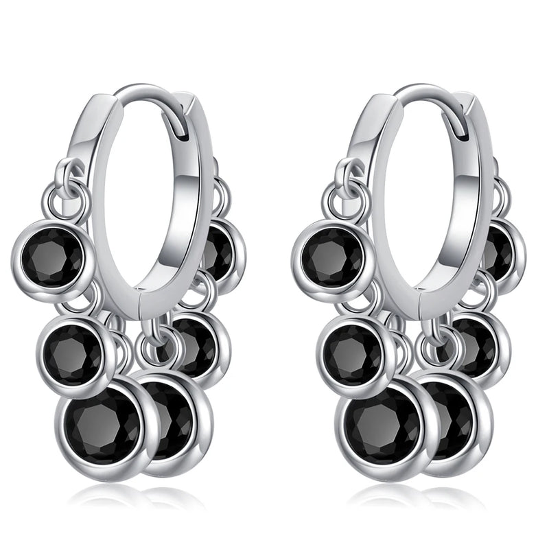 Classic Silver Spinel Awn Hoop Earrings for Women