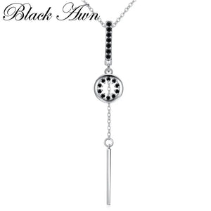 Awn Necklace Silver Necklace Black&White Stone Pendants