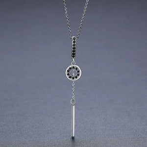 Awn Necklace Silver Necklace Black&White Stone Pendants